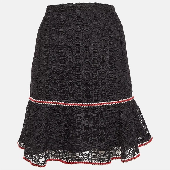 SANDRO Richard Chain-link Lace Skirt In Black - Picture 2 of 11